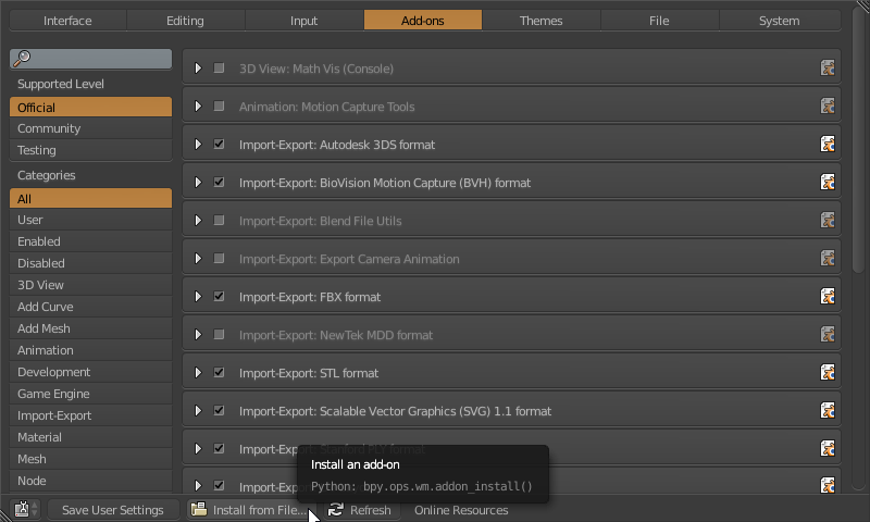 Install Addon